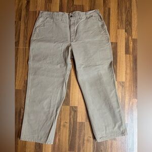 Carhartt Pants Mens 44x30 Beige Work Loose Original Fit Carpenter Canvas B11 DES